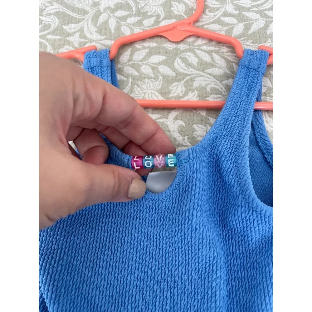 Zara Bathing Suit Girls One Piece Swim Size 3 Blue Smocked 